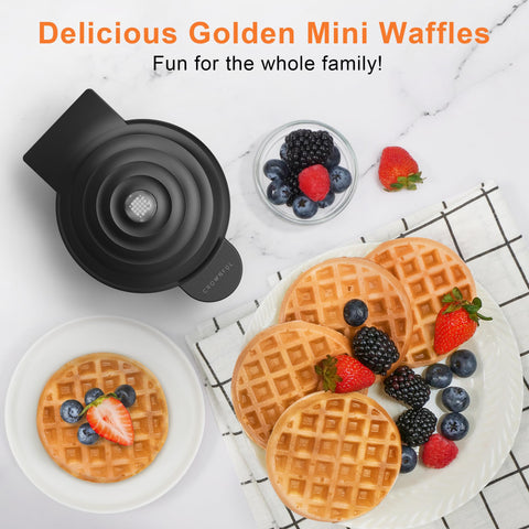 CROWNFUL mini máquina de gofres precalentamiento rápido para desayunos.