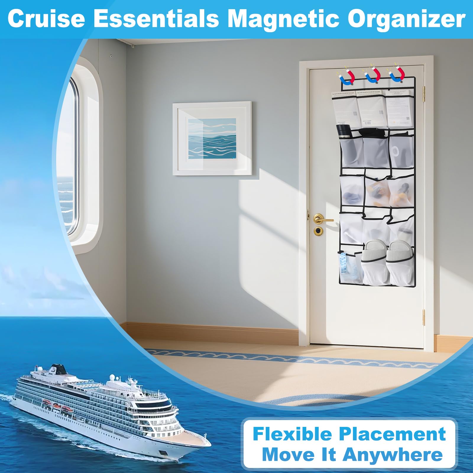 CruiSeaU bolsillos visibles para acceso rápido a artículos de viaje.