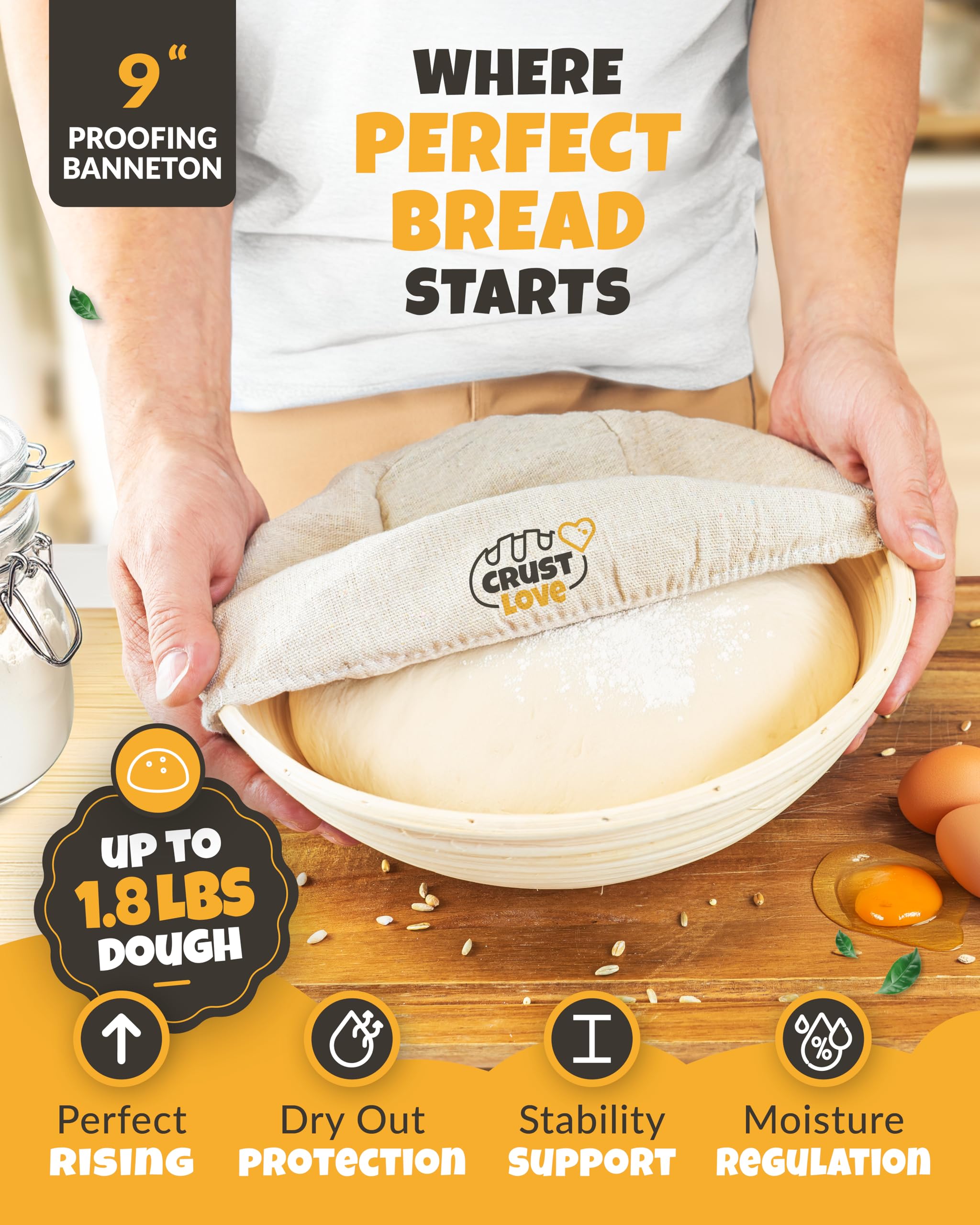 CRUSTLOVE batidor de masa para mezclar ingredientes y lograr textura uniforme.