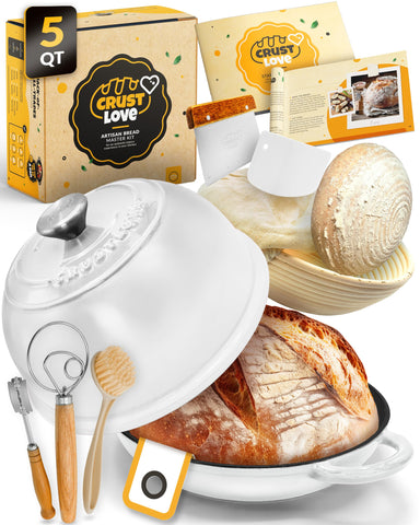 CRUSTLOVE Horno esmaltado 5qt con corteza crujiente y cocción estable.