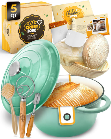 CRUSTLOVE Olla esmaltada 5QT para pan artesanal, cocción uniforme
