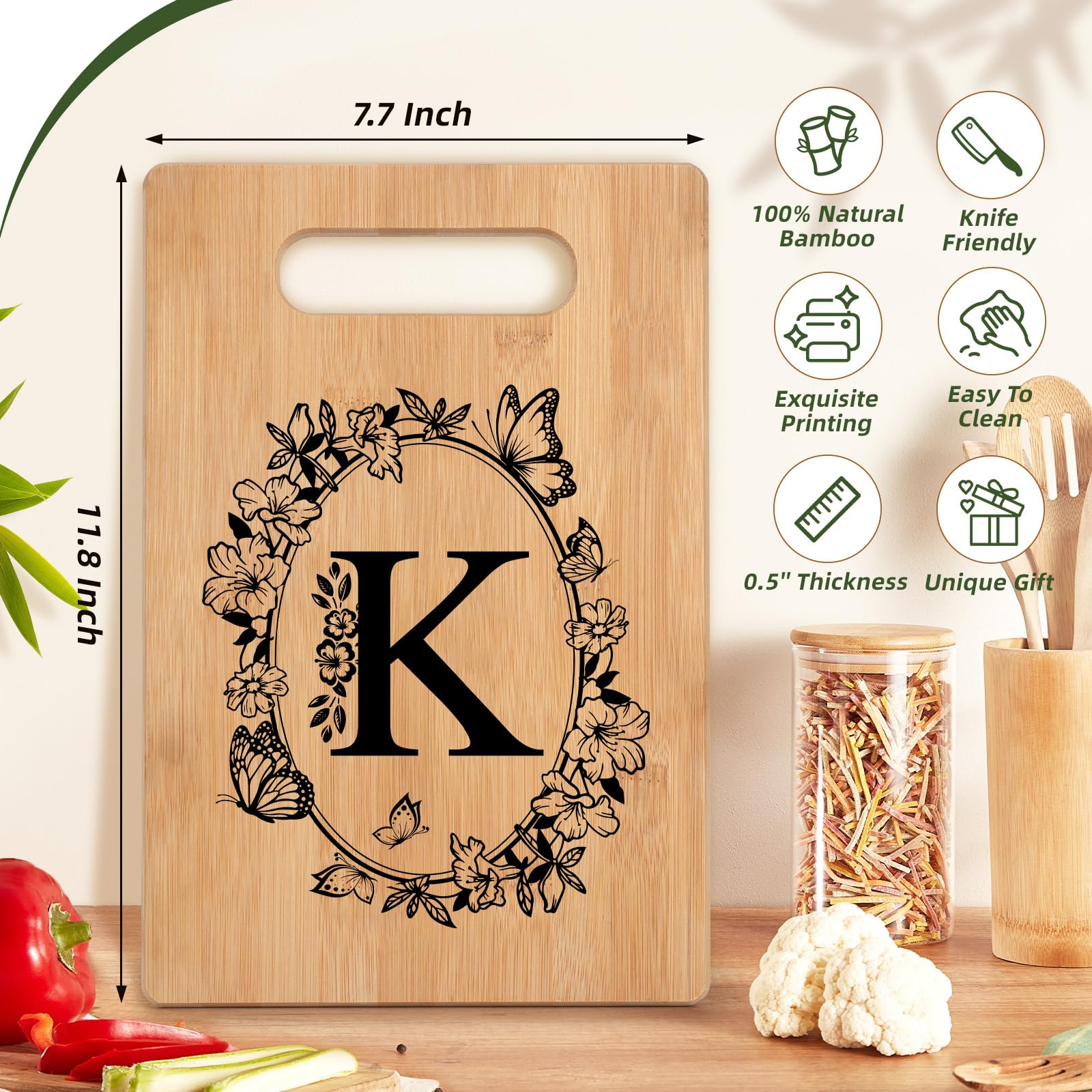 CryCarrot tabla de cortar de bambú con veta natural para cocina