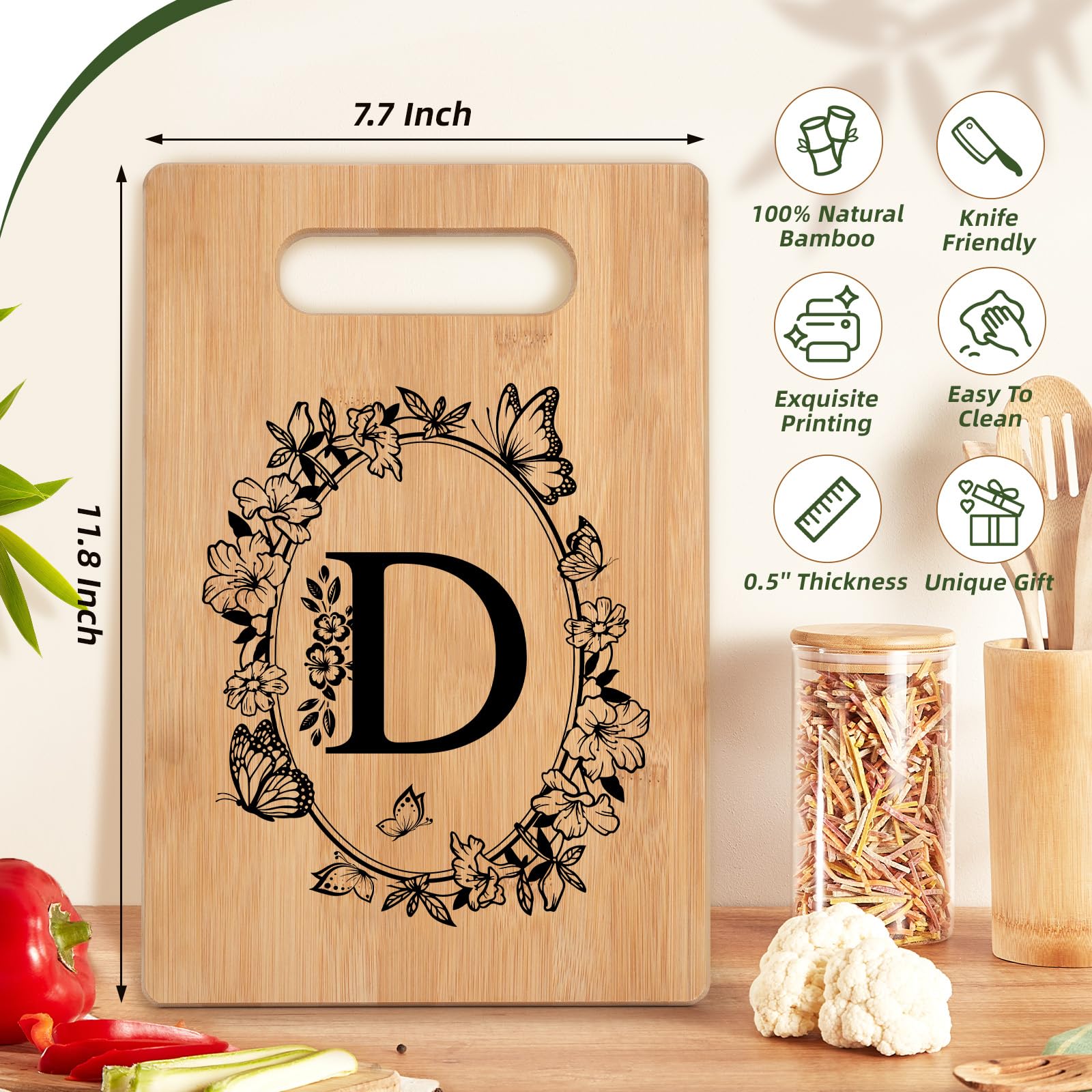 CryCarrot tabla de cortar de bambú natural, superficie duradera y segura para la cocina.