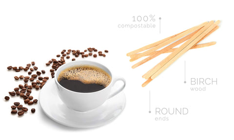 Crystal Ware agitadores de madera abedul biodegradables para uso diario.