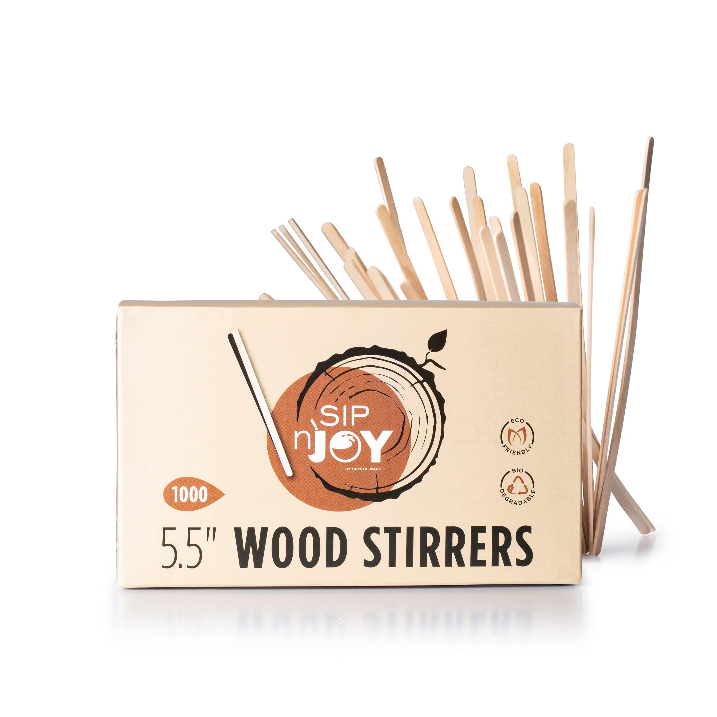 Crystal Ware palillos de café en madera de abedul, para mezclar bebidas calientes.