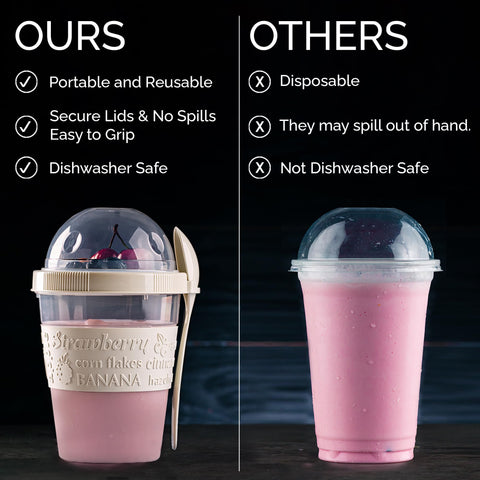 Crystalia compartimentos para toppings y cereal, controla tu balance de sabores.