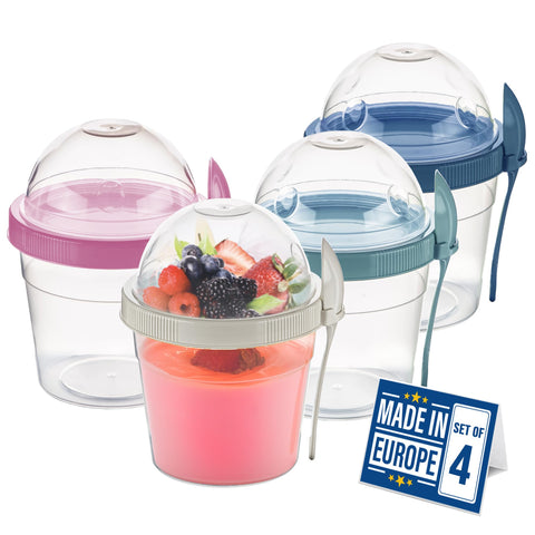 Crystalia yogur para llevar 17oz con tapa y coberturas, ideal para llevar.