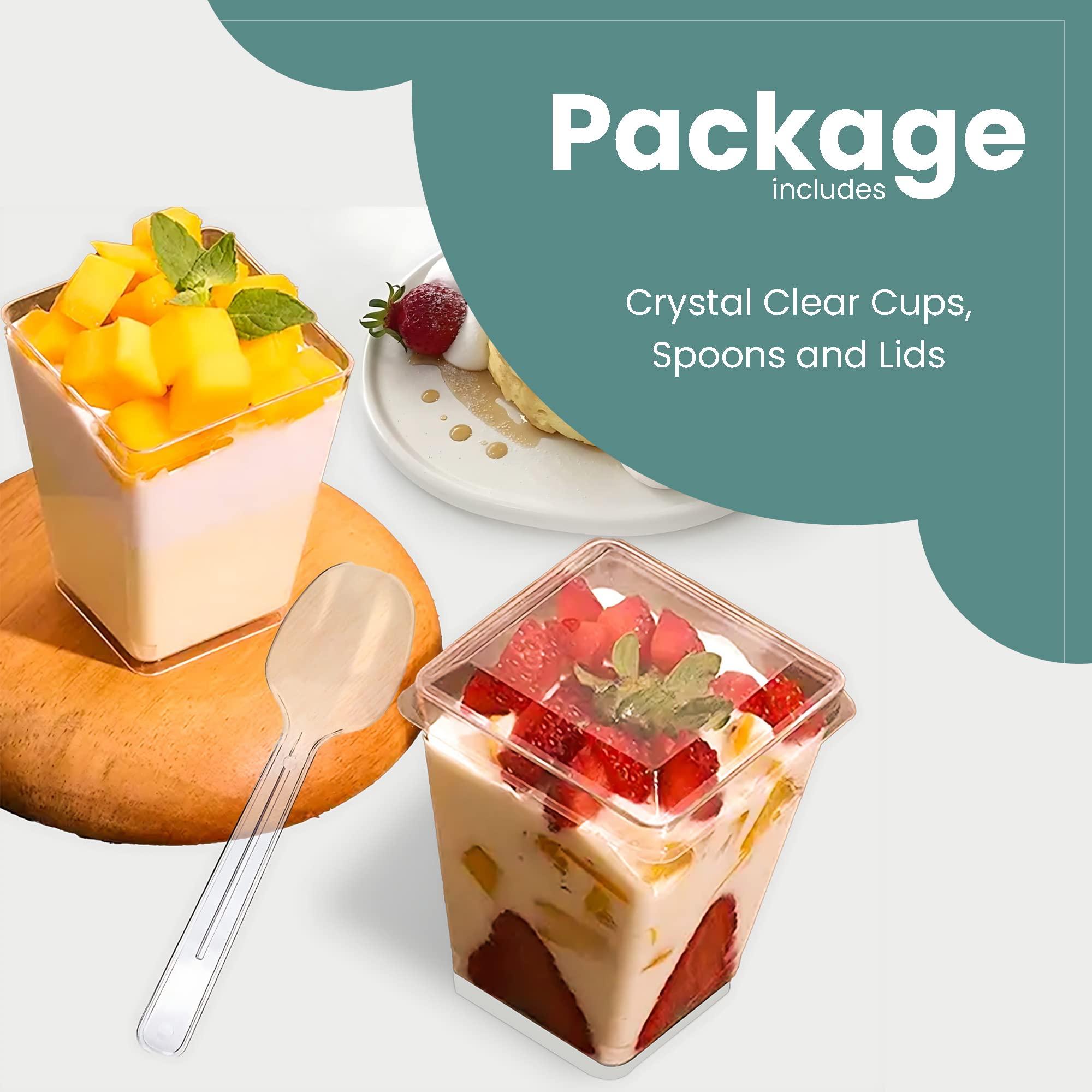 Crystry vasos postre 5oz para catering, fáciles de transportar y servir.
