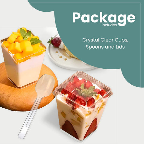 Crystry vasos postre 5oz para catering, fáciles de transportar y servir.