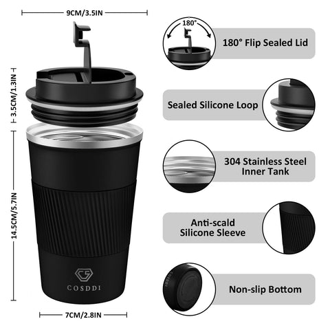 CS COSDDI Taza de cuerpo delgado de 12 onzas, agarre cómodo diario.