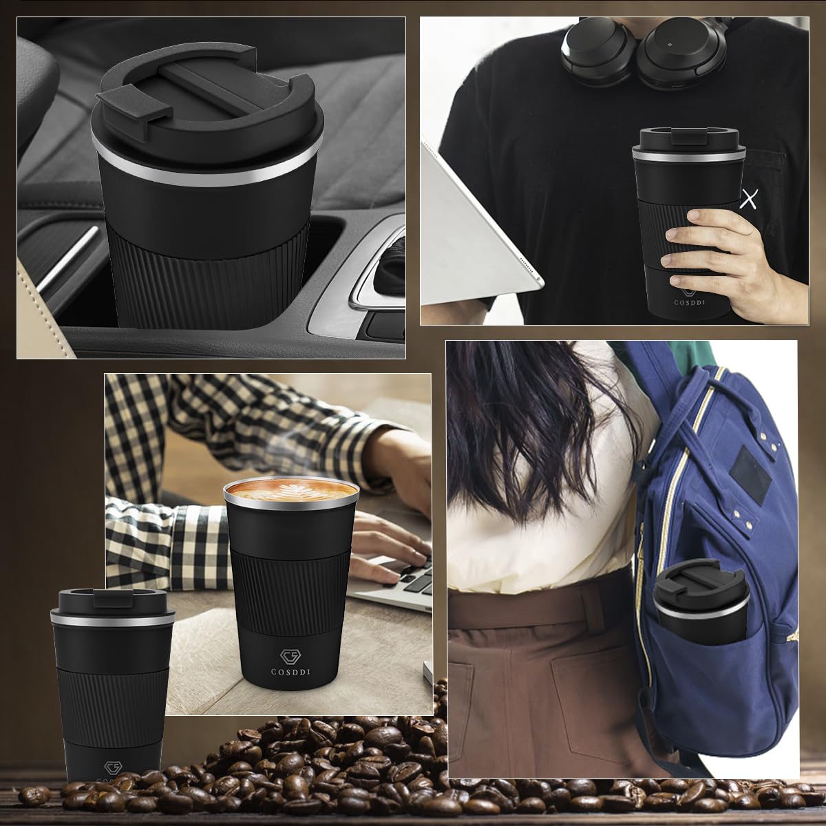 CS COSDDI Taza con sellado hermético para evitar fugas y derrames.