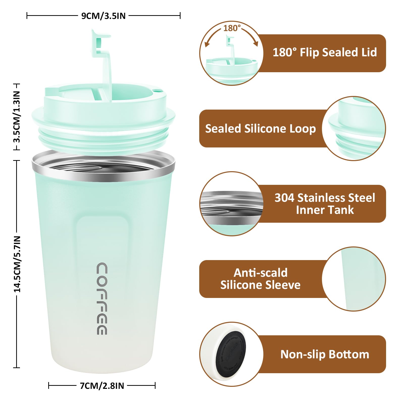 CS COSDDI Tumbler con tapa a prueba de fugas para viajar con seguridad.