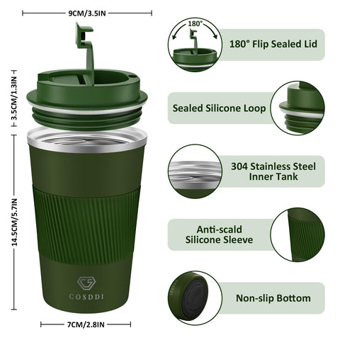CS COSDDI vaso térmico detalle de acero inoxidable para beber limpio y sin sabor.