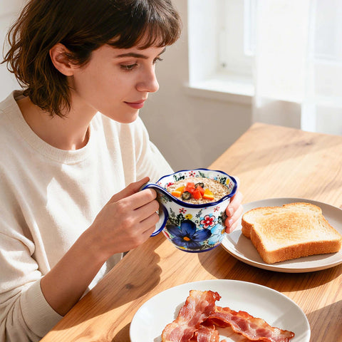 Cteaffee cuenco-sopa-ceramico-para-fruta-y-aperitivos-azul-glaseado, práctico y vistoso.