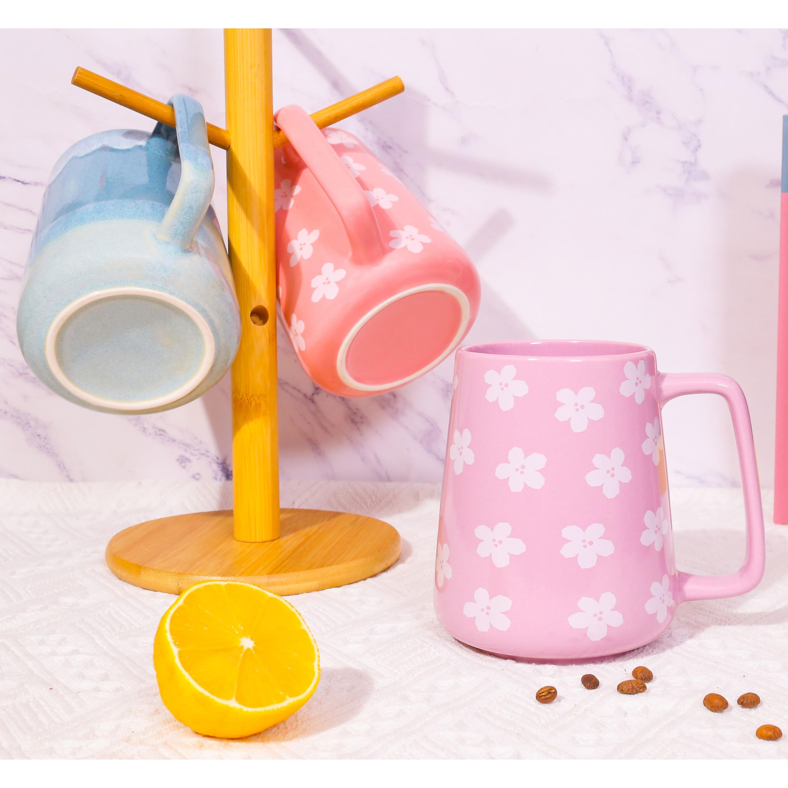 Taza Cteaffee morada apilable, ayuda a ahorrar espacio
