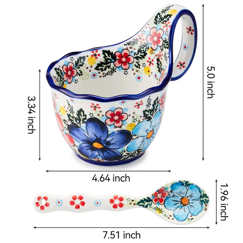 Cteaffee tazon-sopa-ceramico-con-mango-ergonomico, agarre cómodo para porciones calientes.