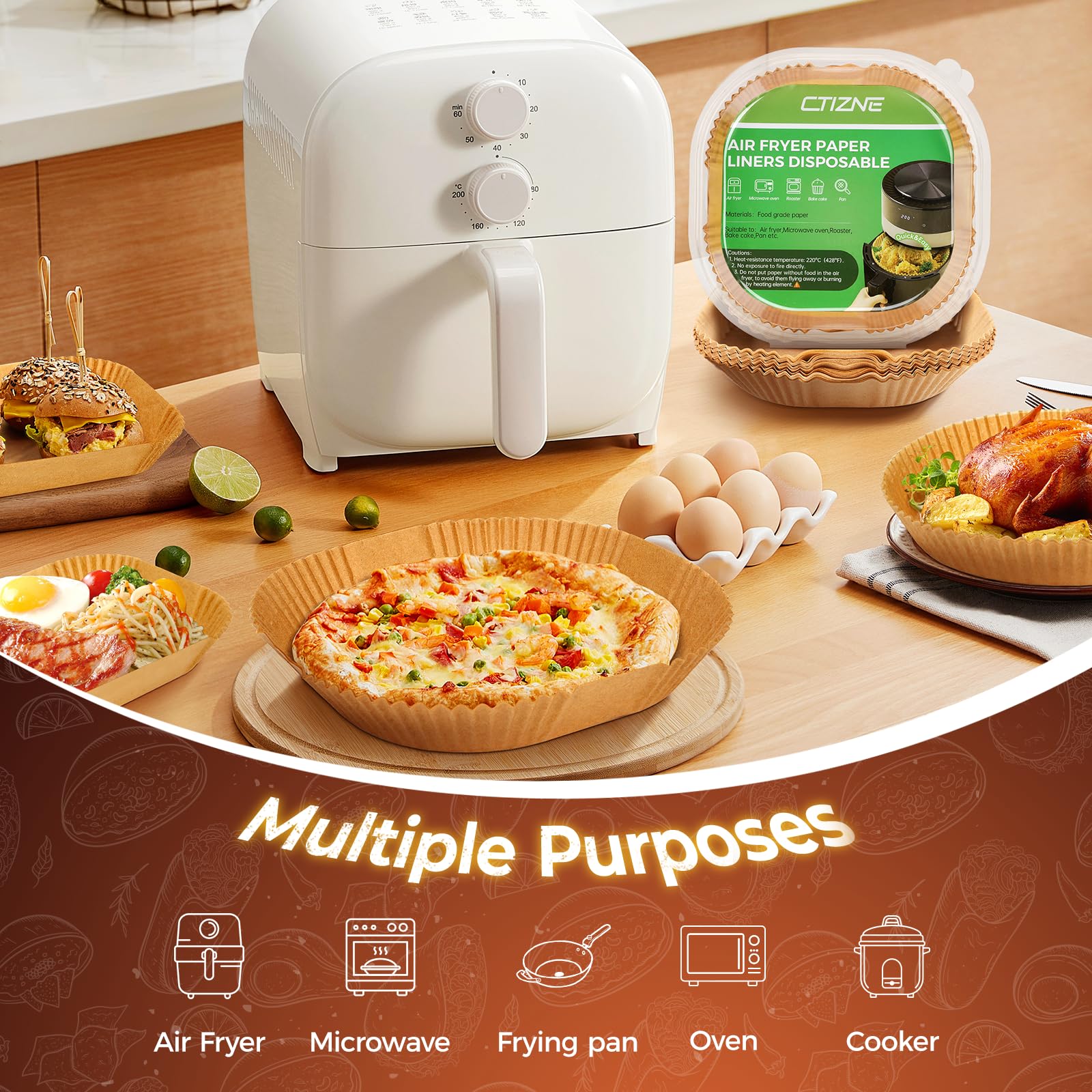 ctizne papel multiuso freidora aire, apto para microondas y horno.