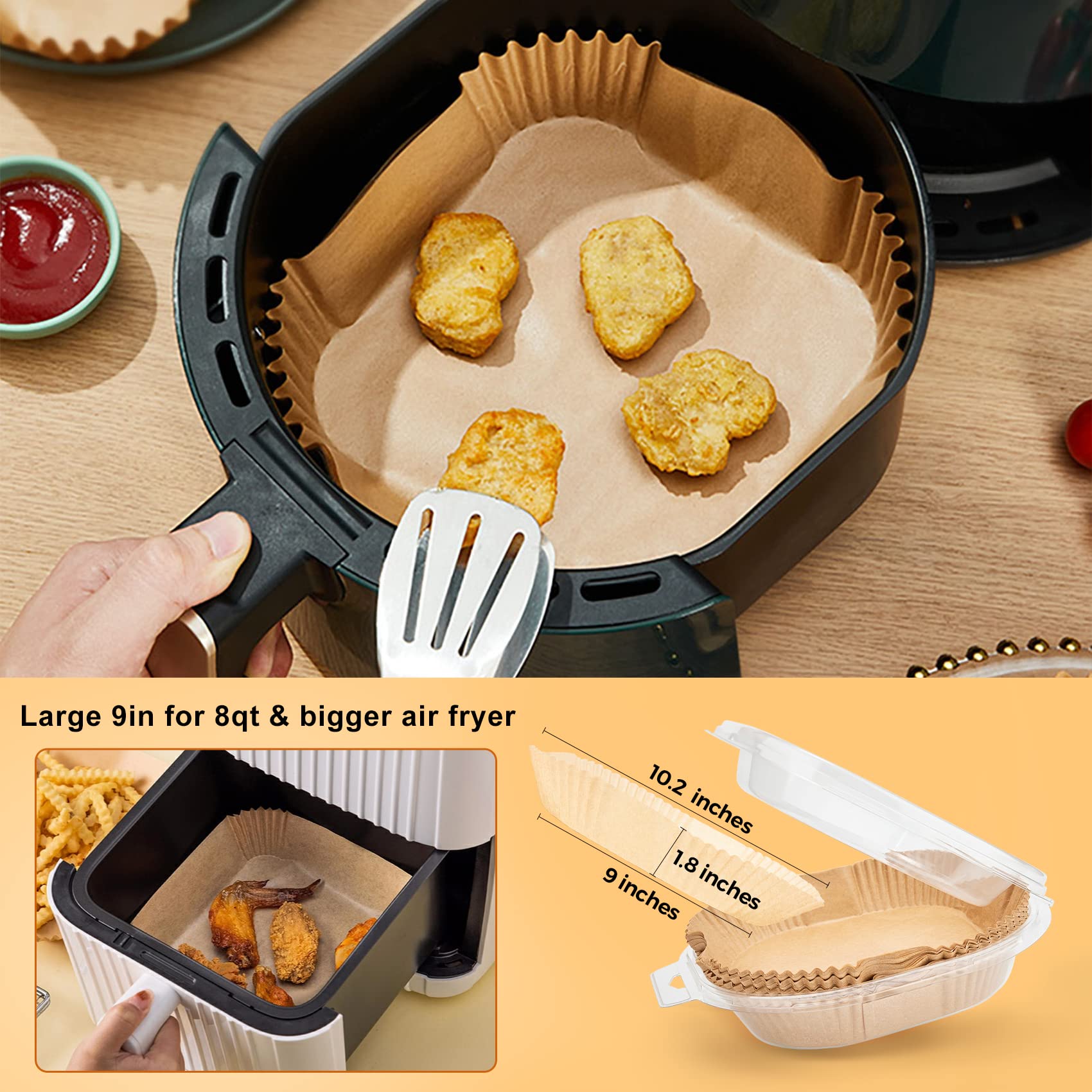 Ctizne papel pergamino desechable para freidora de aire, apto para 8–12 Qt, 125 piezas.