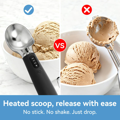 CUBE LIFE cuchara de helado con carga USB-C para recargas rápidas y sencillas.
