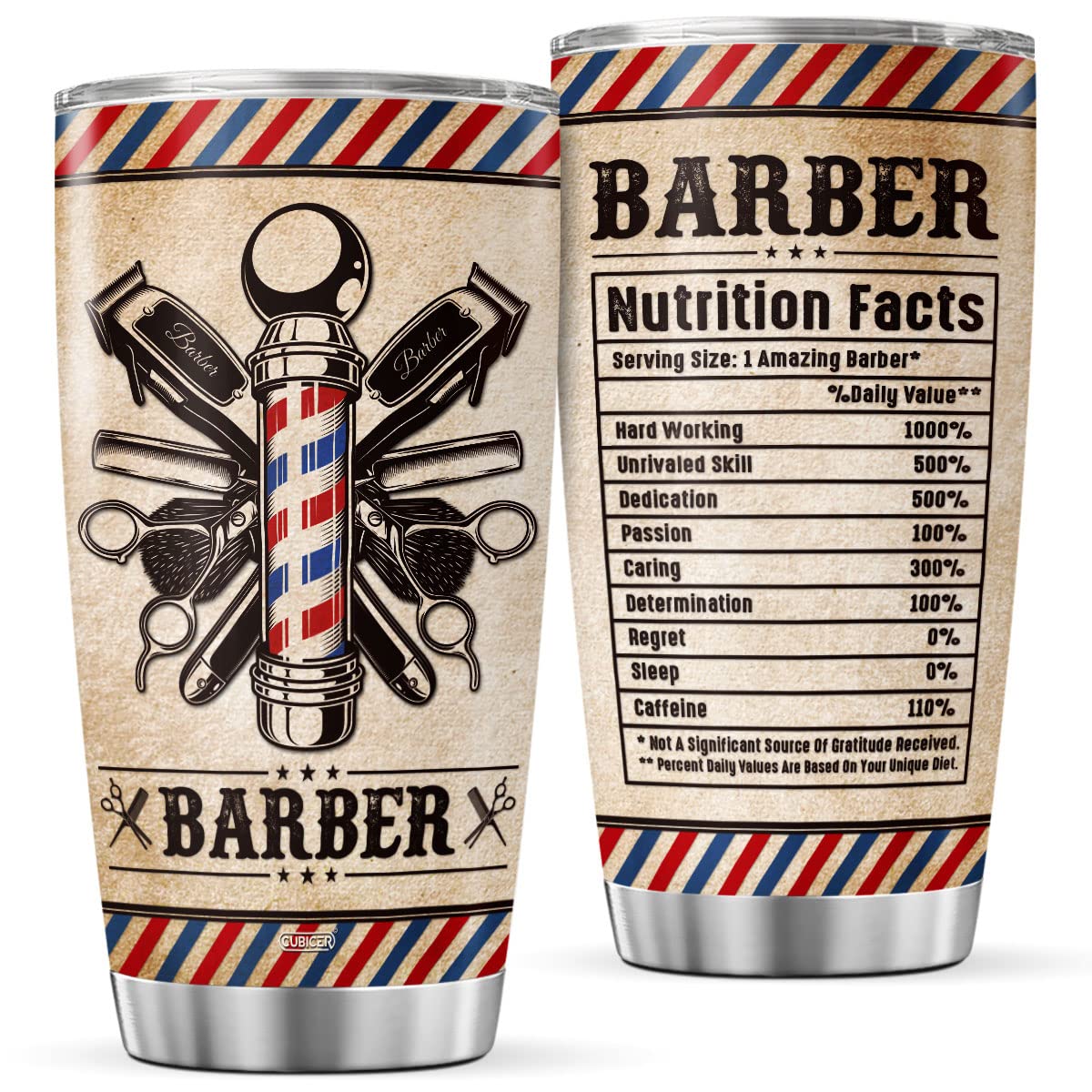 CUBICER Barbero vaso aislado de café 20oz para mantener la bebida caliente