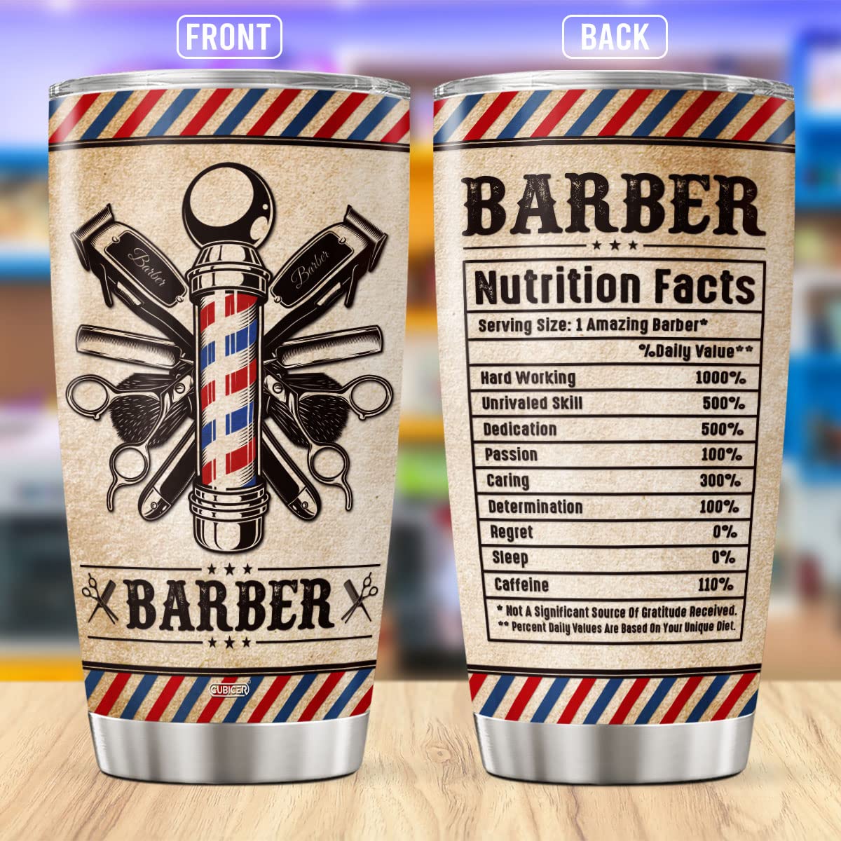 CUBICER Barbero vaso aislado con tapa para viajes