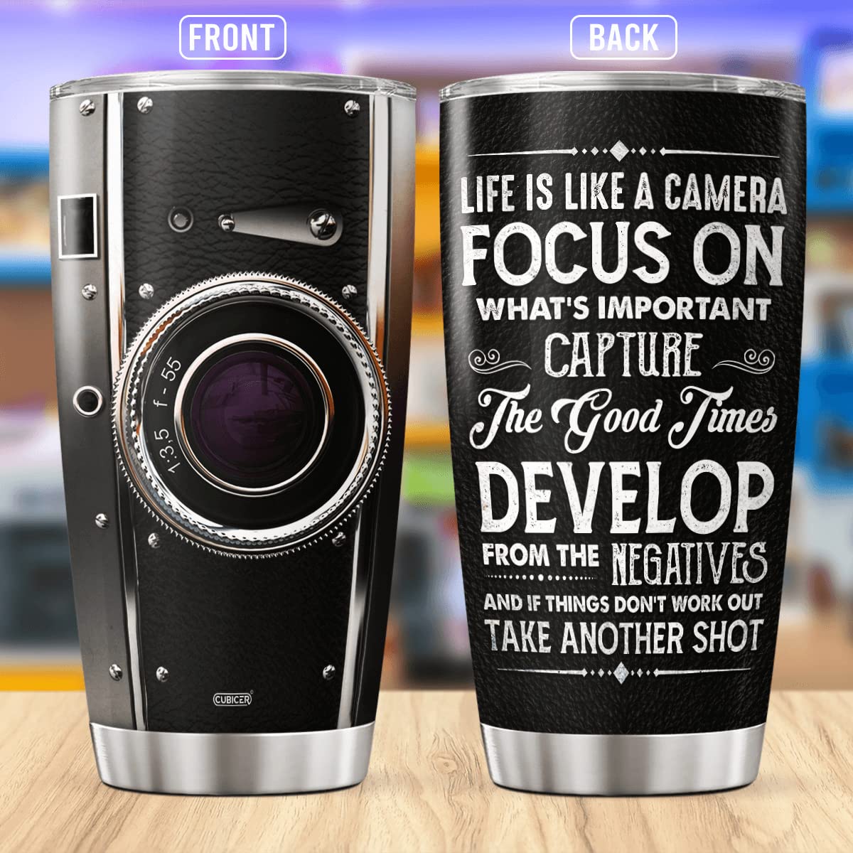 CUBICER Vaso térmico Fotografía y diseño premium, mantiene la bebida a temperatura.