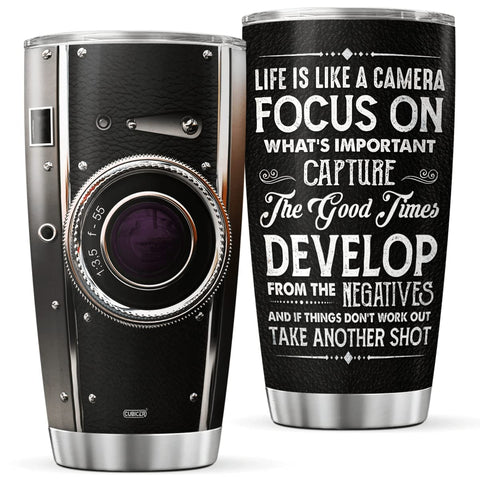CUBICER Vaso térmico Fotógrafo 20oz con lente, ideal para sesiones en movimiento.