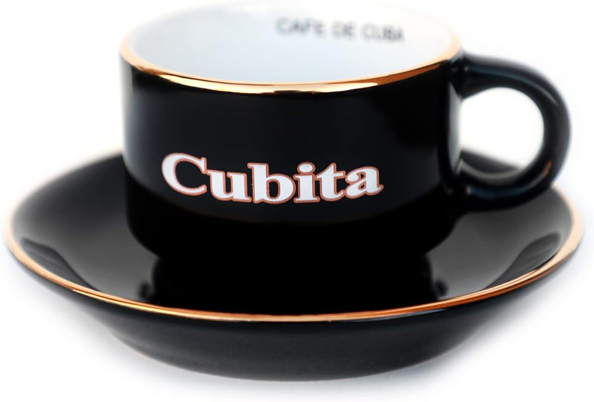 CubitaMia tazas espresso de 3 oz con platillos y borde dorado, elegante para servir café.