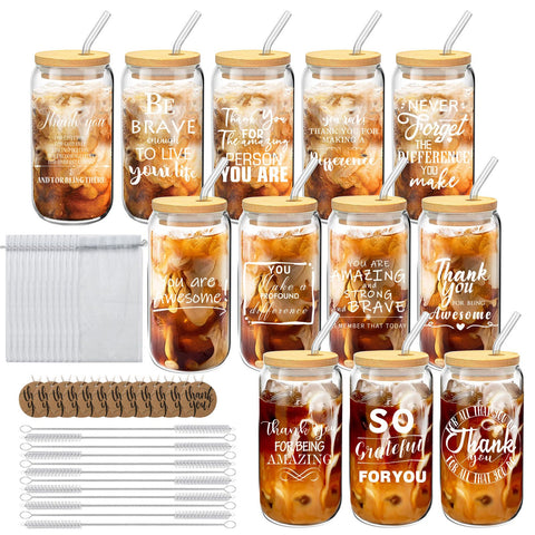 Cubotn vaso de cristal con tapa de bambú, 16 oz, ideal para café o té.