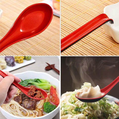 Cucharas-sopa-asiaticas de alta durabilidad para uso diario en la cocina.