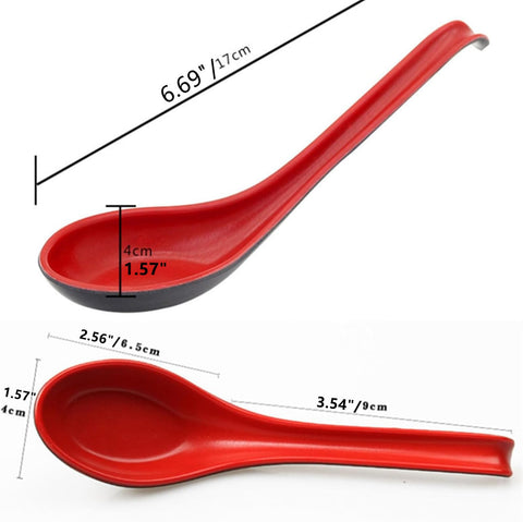 Cucharas-sopa-asiaticas miden 6,5 pulgadas, ideales para porciones.
