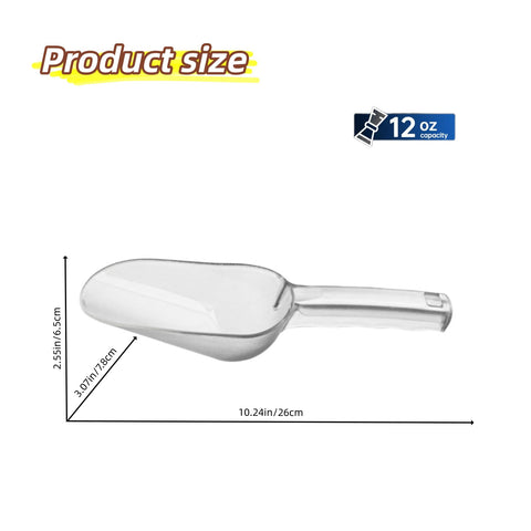 Cucharón de hielo, mango ergonómico, agarre cómodo para usos prolongados.