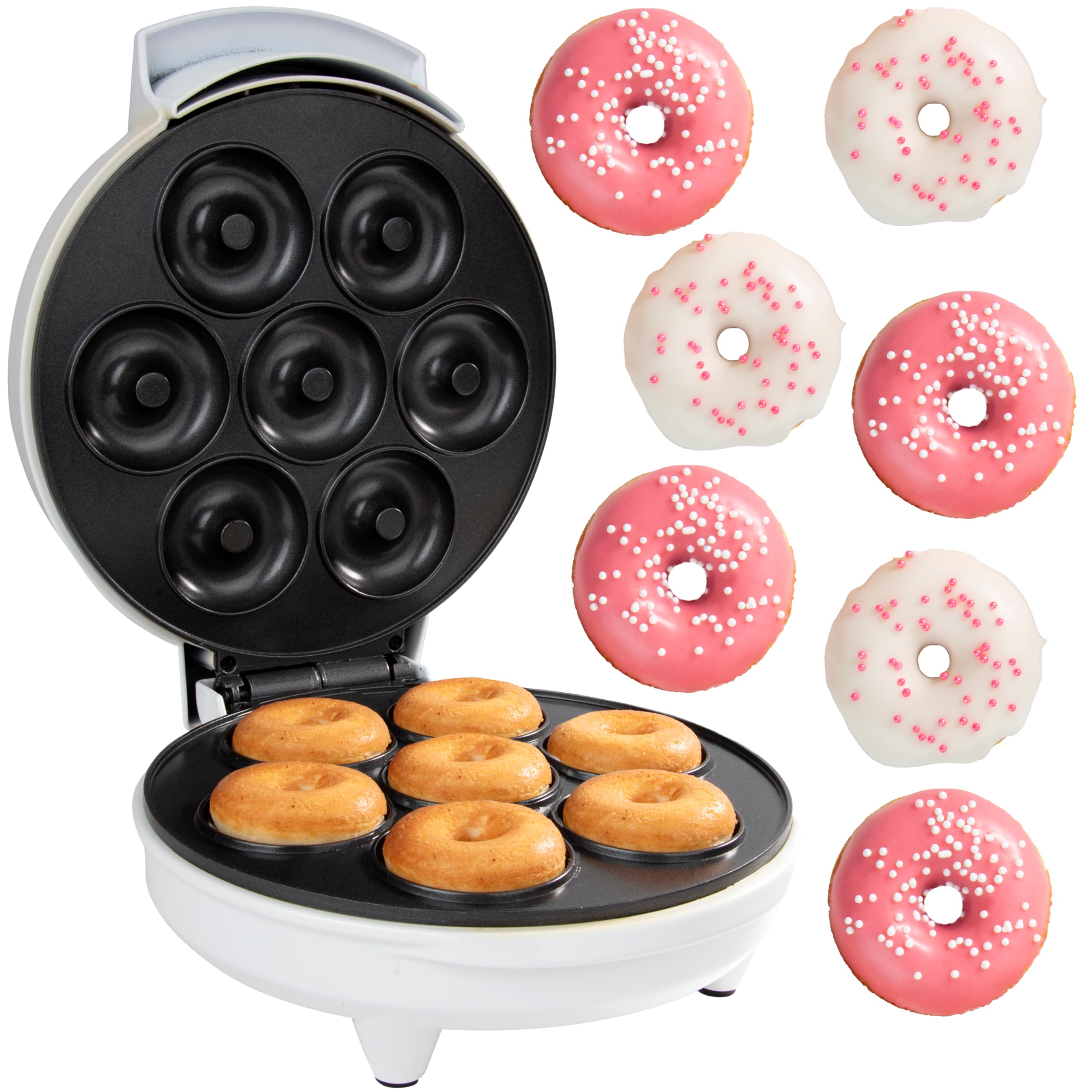 CucinaPro Mini Donut Maker con superficie antiadherente para limpieza rápida de donas