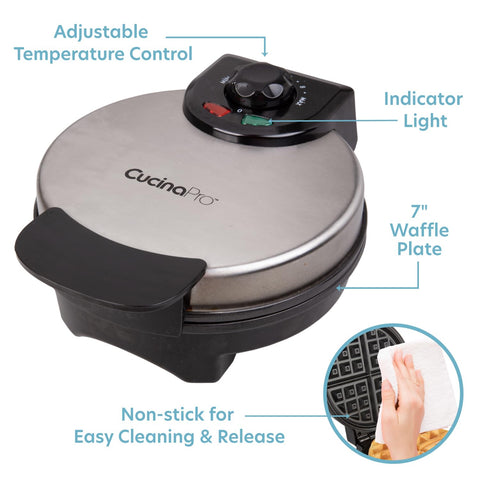 Waflera Cucina Pro, estilo americano, para waffles finos y crujientes.