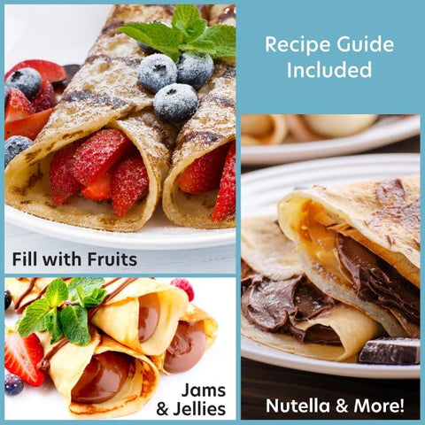 CucinaPro Crepe Maker incluye recetario para explorar recetas dulces y saladas
