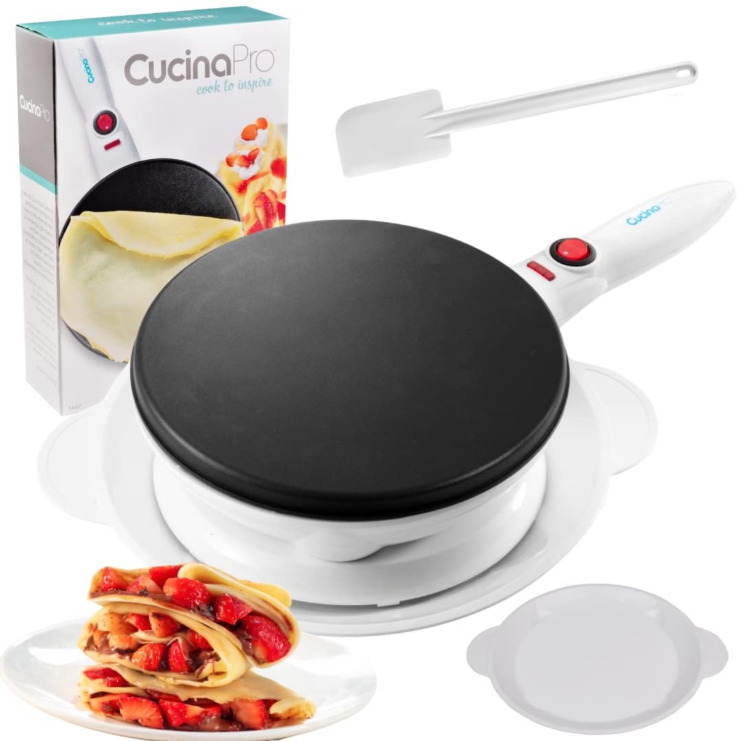 CucinaPro Crepe Maker con superficie antiadherente para crepes finas y limpieza fácil