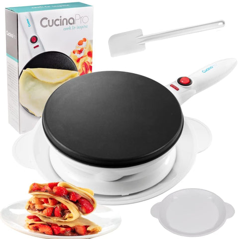 CucinaPro Crepe Maker con superficie antiadherente para crepes finas y limpieza fácil
