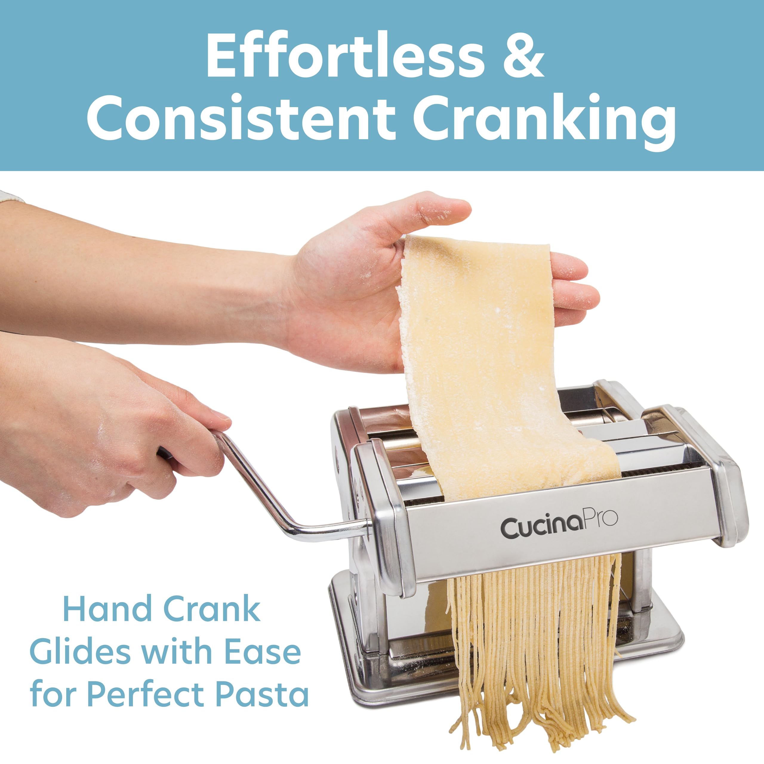 CucinaPro: máquina para pasta cromada, resistente y fácil de limpiar