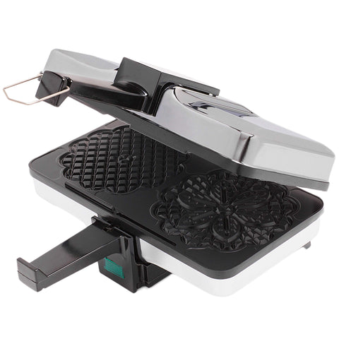Protección con escudo de vapor para manos durante el horneado de pizzelle de CucinaPro.