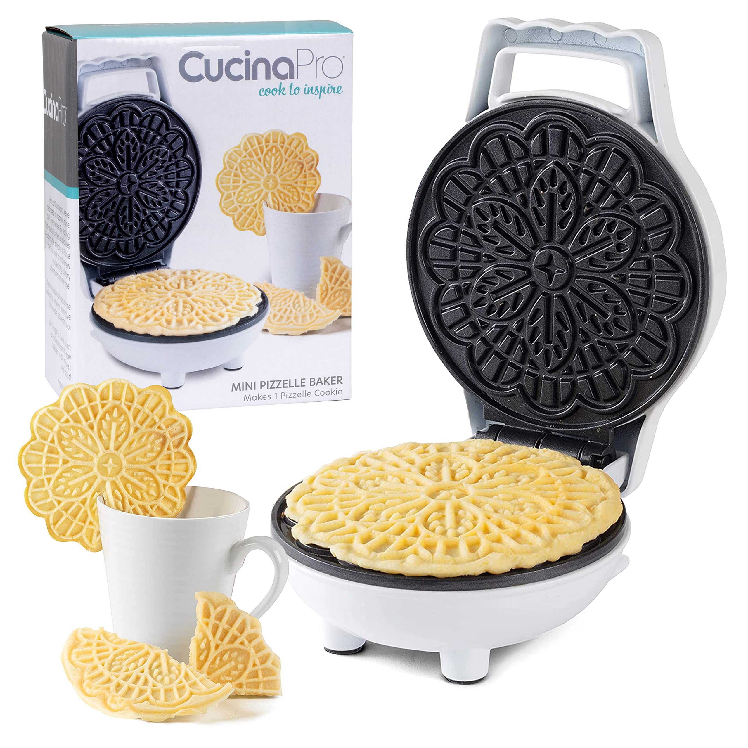 Cucinapro pizzelle mini 4 pulgadas: plancha lista para postres rápidos en casa.