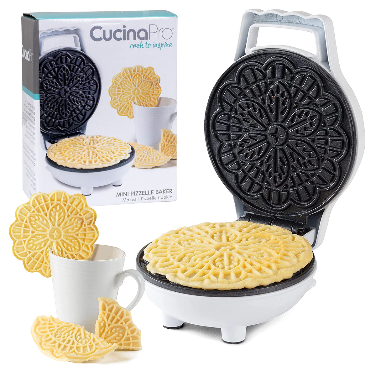 Cucinapro pizzelle mini 4 pulgadas: plancha lista para postres rápidos en casa.