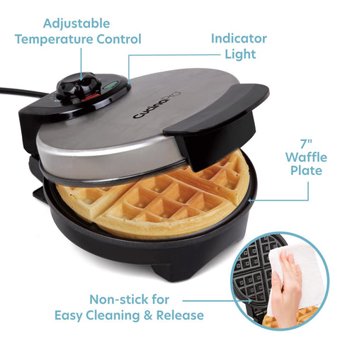 CucinaPro maquina de gofres belgas, 7 pulgadas para porciones generosas