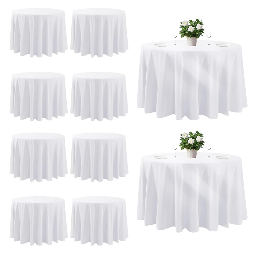 Mantel redondo Cuckan de 120 pulgadas para mesas extensas, caída elegante y cobertura total.