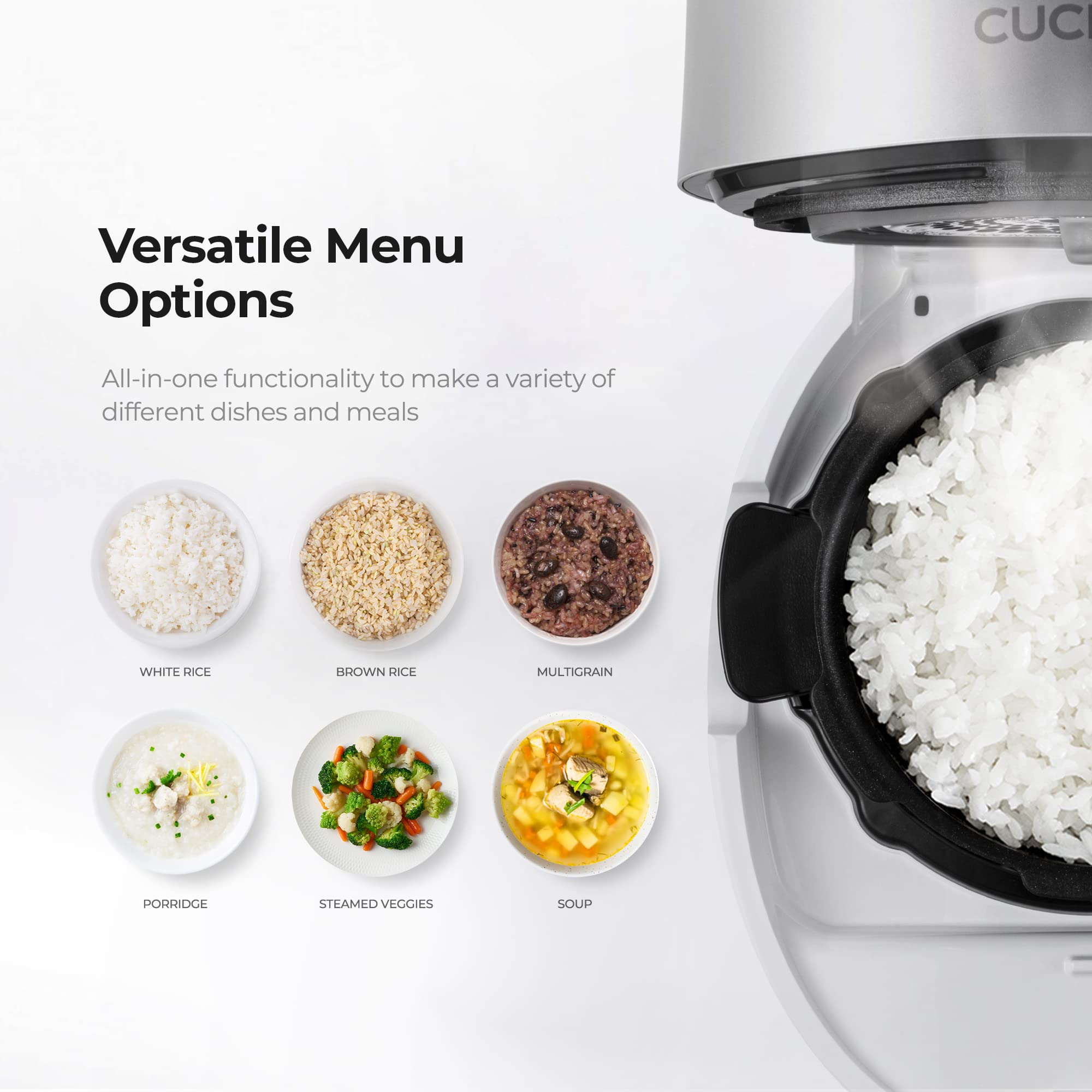 CUCKOO CRP-MHTR0309F: panel de controles digital para recetas y temporizador.
