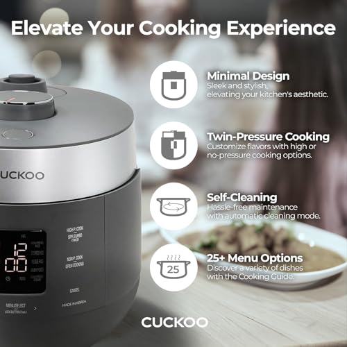 Cuckoo interior antiadherente facilita limpieza y cocción uniforme.