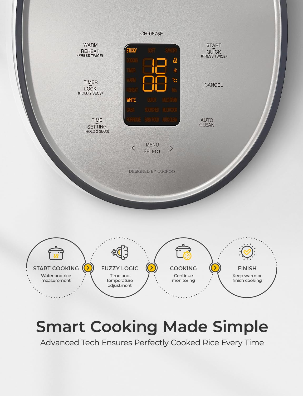 CUCKOO Micom modo 9 menus para diversas recetas.