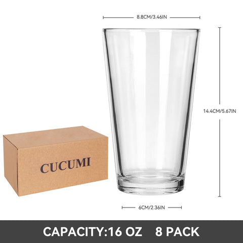 CUCUMI vasos cerveza 16 onzas, diseño curvo que realza el aroma.