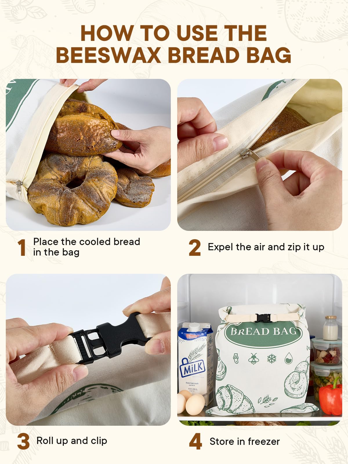 Cuijialaha diseño elegante para bolsas pan cera abejas con aspecto moderno.