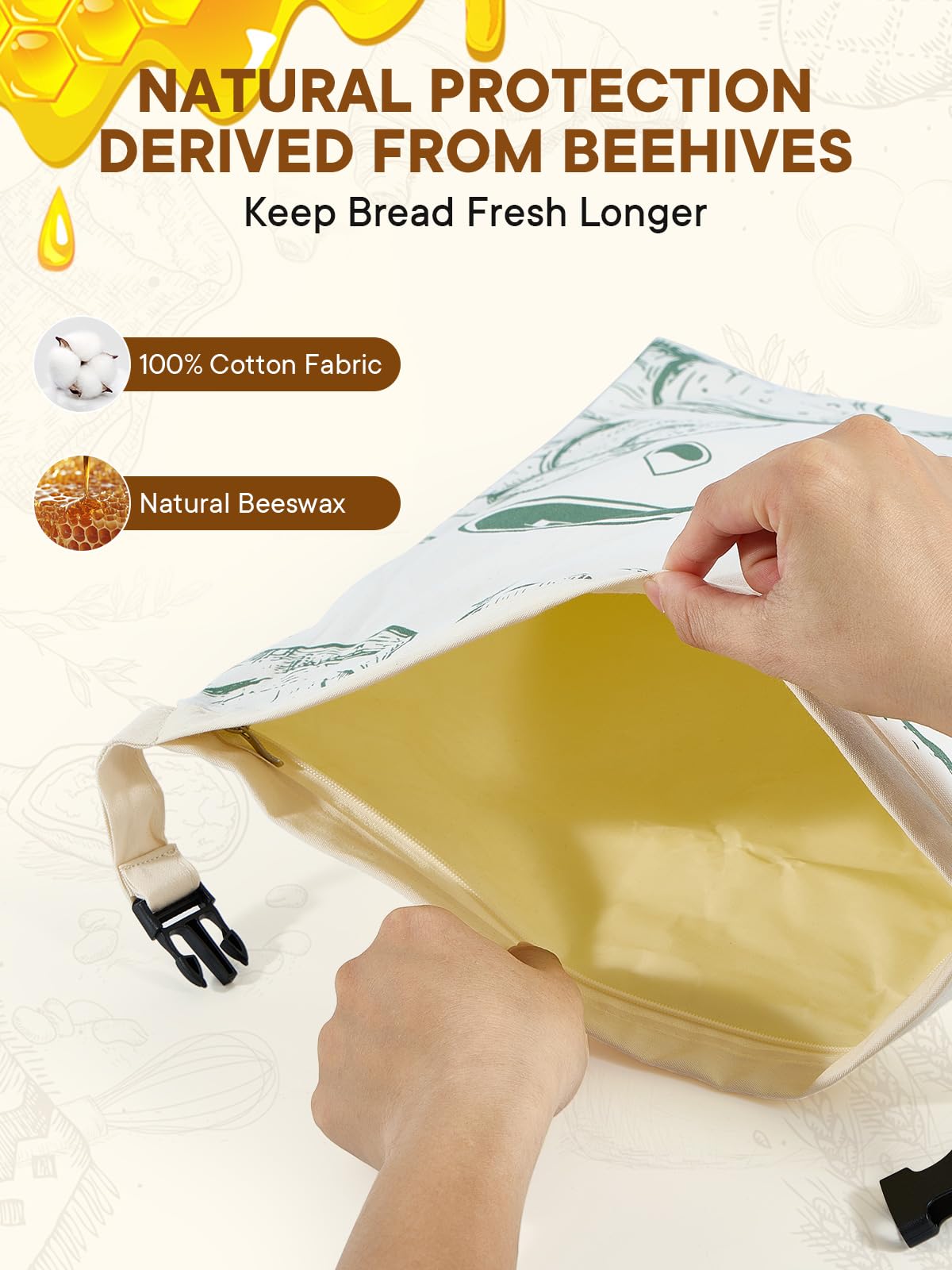 Cuijialaha bolsa pan con forro interior extraíble, facilita limpieza y secado.