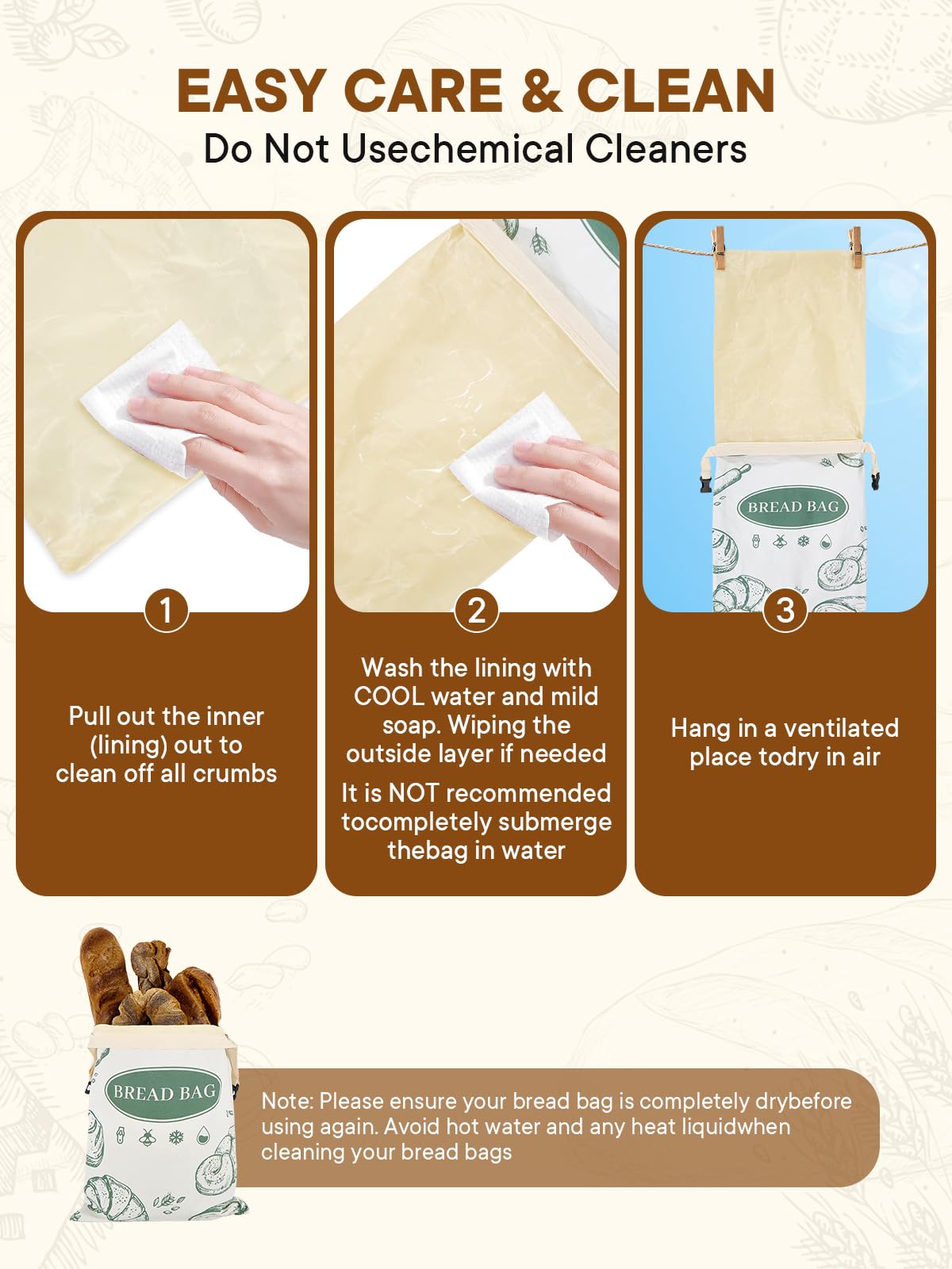 Cuijialaha bolsas pan uso domestico, perfecto para pan casero y almacenamiento.